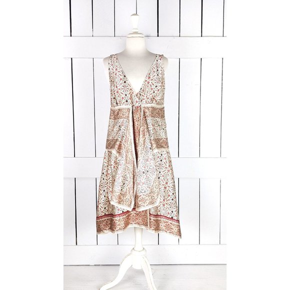 Studio M lightweight silk sleeveless handkerchief boho midi dress M - Picture 8 of 9